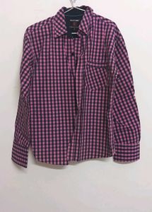 Pink &amp; Navy Checked Shirt
