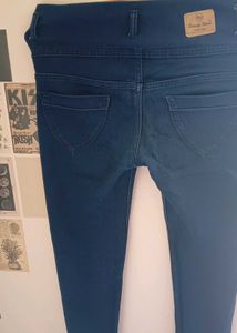 Mid Waist Skinny Fit Dark Blue Jeans