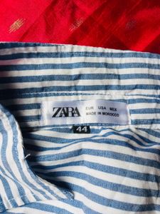 Casual Blue Striped Overshirt Only 1 Time Used💗