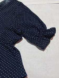 Navy Blue Polka Dot Peplum Top