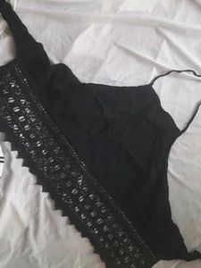 Black Backless Semicrochet Top