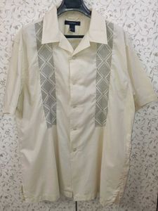 Express Cream Patterned Embroidered Shirt