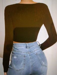 1. SHEIN Black Square Neck Crop Top