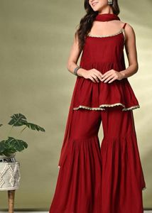 3 Piece Peplum Suit Garara Set With Dupatta