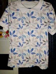 Leaf Print Peter Pan Collar Top