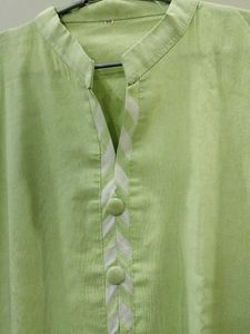 Green Kurta with Striped Bottom