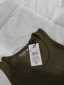 Khakhi ribbed knit Tank Top🤎