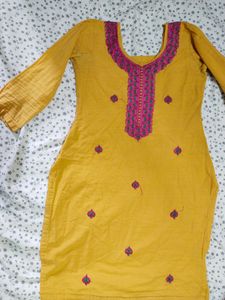 Pure Cotton Yellow Kurti