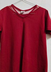 Burgundy V-Neck Tee