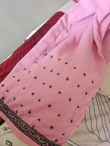 Pink Patterned Scarf And Palazzo Pant