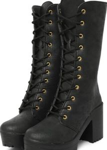 Black heel Lace-Up Boots