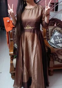 Full Flare Brown Kurta