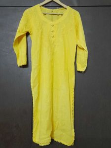 Yellow Embroidered Kurti