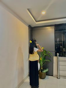 Bright Yellow Gingham Top For Women