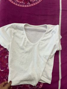 White V-Neck Crop Top