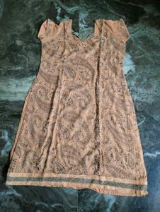 Peach Embroidered Kurta