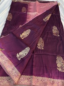 Elegant Purple Banarasi Silk Saree