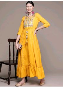 Yellow Embroidered Kurta
