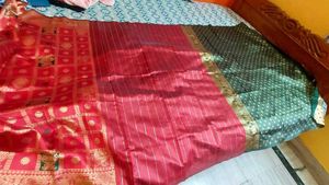 Red &amp; Gold  Saree(durga puja Sale)