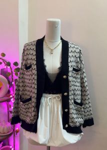 Tweed Cardigan with Gold Buttons