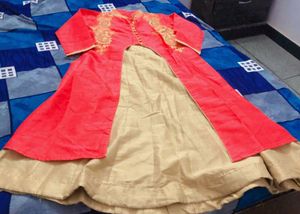 Elegant Embroidered Kurta with Skirt