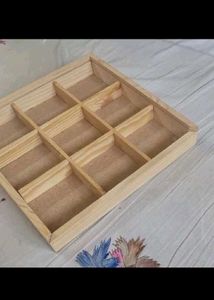 Wooden Storage Box with Compartments