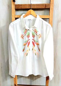 Embroidered White Shirt Size-46-48