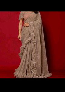 New Elegant Ruffle Saree with stitched blouse