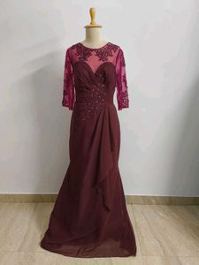 Elegant Maroon Evening Gown
