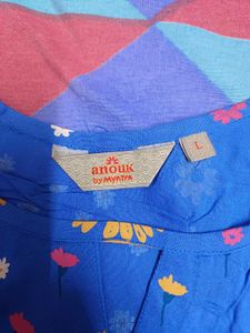 Anouk Women Blue &amp; Yellow Floral Printed Kurta
