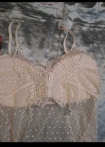 White Polka Dot Lace Cami