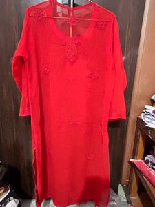 Red Chikenkari Kurta ❤️