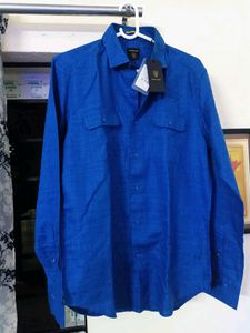RARE RABBIT Stylish Blue LINEN Shirt