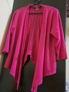 Pink Open Front Cardigan