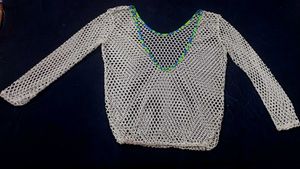 White Fishnet Top mesh crochet crop to