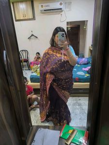 Purple organza saree