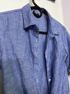 Blue Tie-Front Crop Top