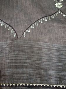 Brown Saree With Golden Colour Blouse