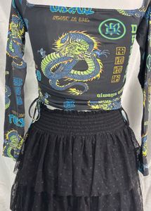 Off Shoulder Dragon Printed Top