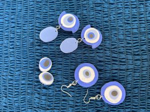 Blue Evil Eye Clay Earrings