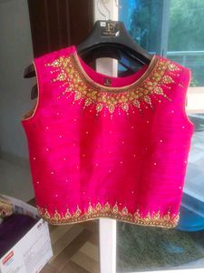 Pink Embellished Sleeveless Blouse