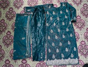 Teal Embellished Kurta Set