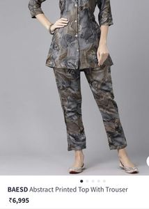 Printed Co-ord Suit Set Shirt With Trouser