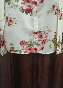 Light Beige Colour Floral Print Shirt For Girls