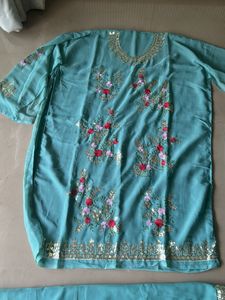 Teal Embroidered Salwar Kameez Set