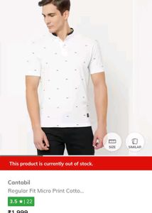 Cantabil Regular Fit Micro Print Cotton Tshirt