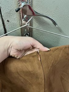 Velvet Top &amp; Suede Mini Skirt Set