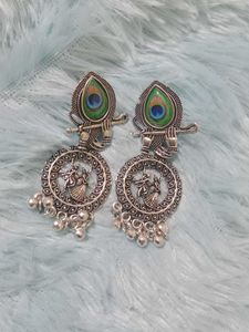 Peacock Krishna Earrings