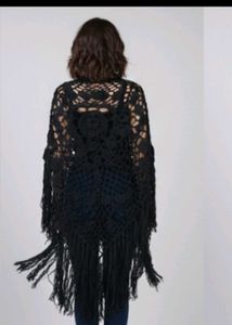 handmade Boho Crochet Fringe poncho