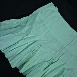 Pleated Cotton Mini Skirt